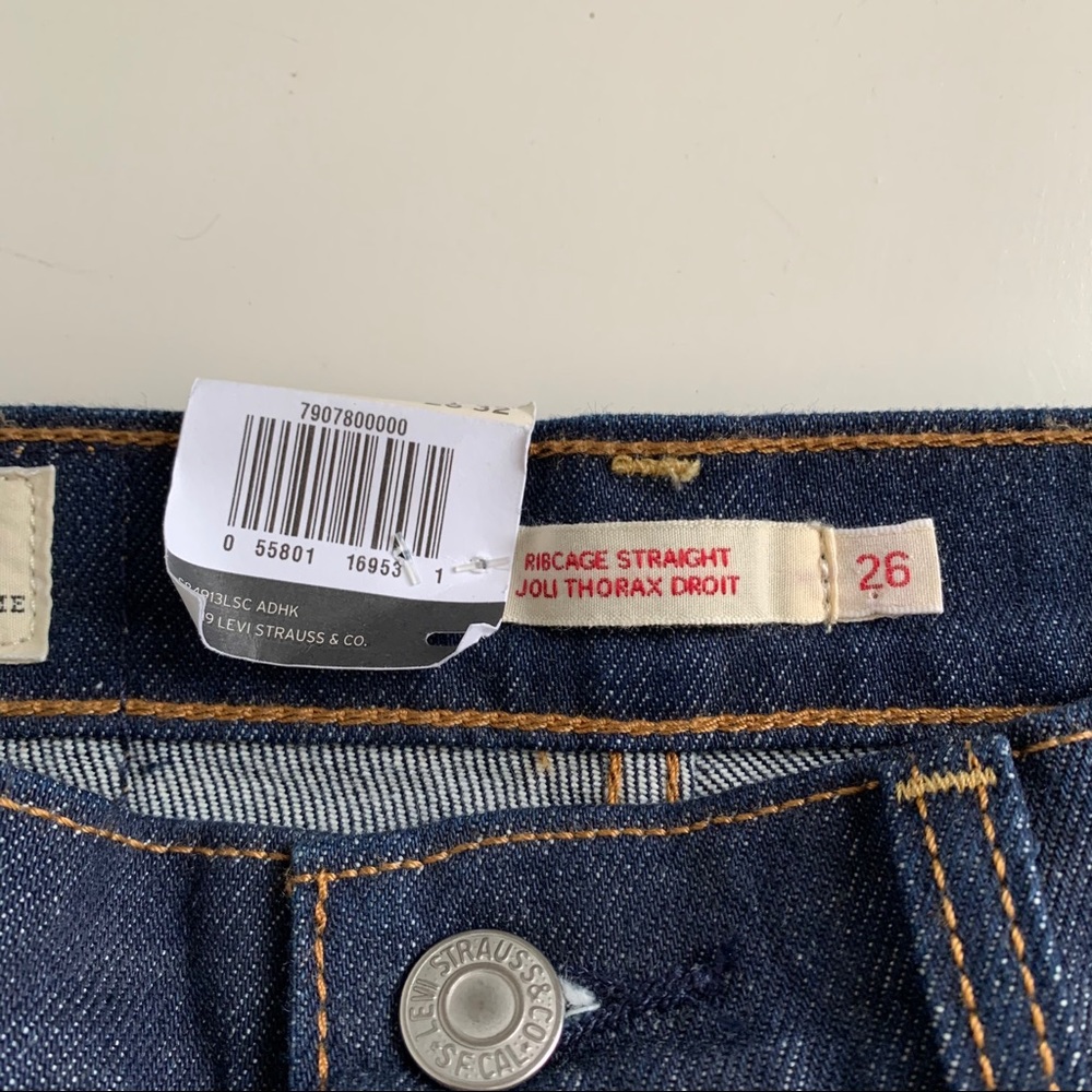 NWT Levi’s Ribcage Straight Dark Wash High Rise - Picture 8 of 10